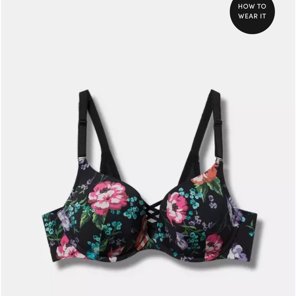 Torrid Black Floral Bra